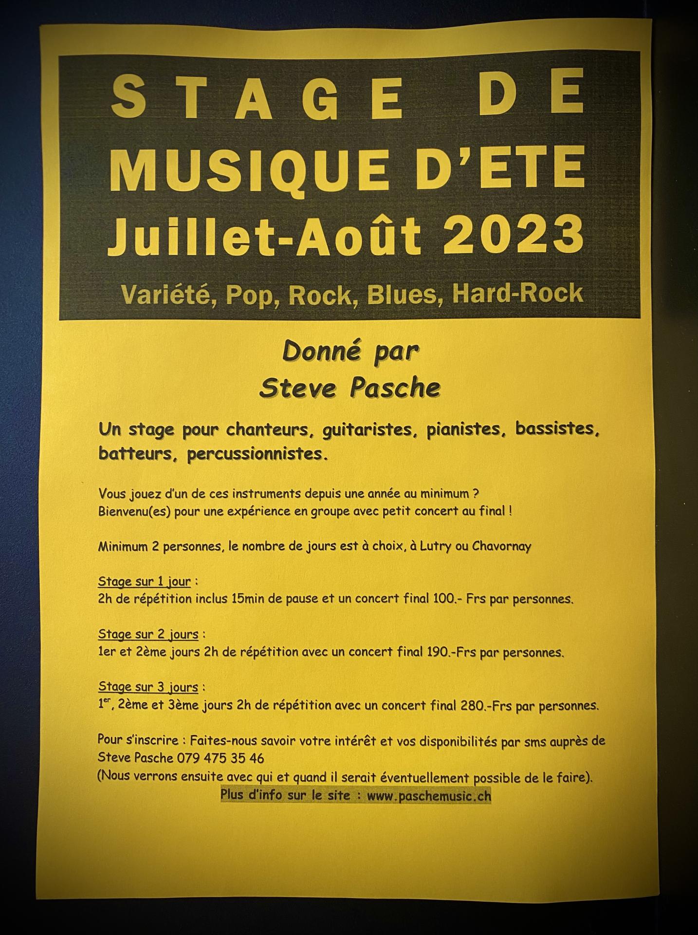 Stage de musique d’été juilet-août 2023